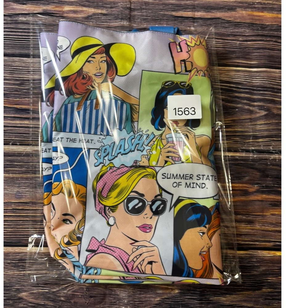 Estee Lauder Tote Bag Womens Blue Pop Art Comic Print Recycled Beach Shopper - Picture 14 of 14